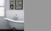 Free Standing Roll Top Bath with Bevelled Blanco Tiles